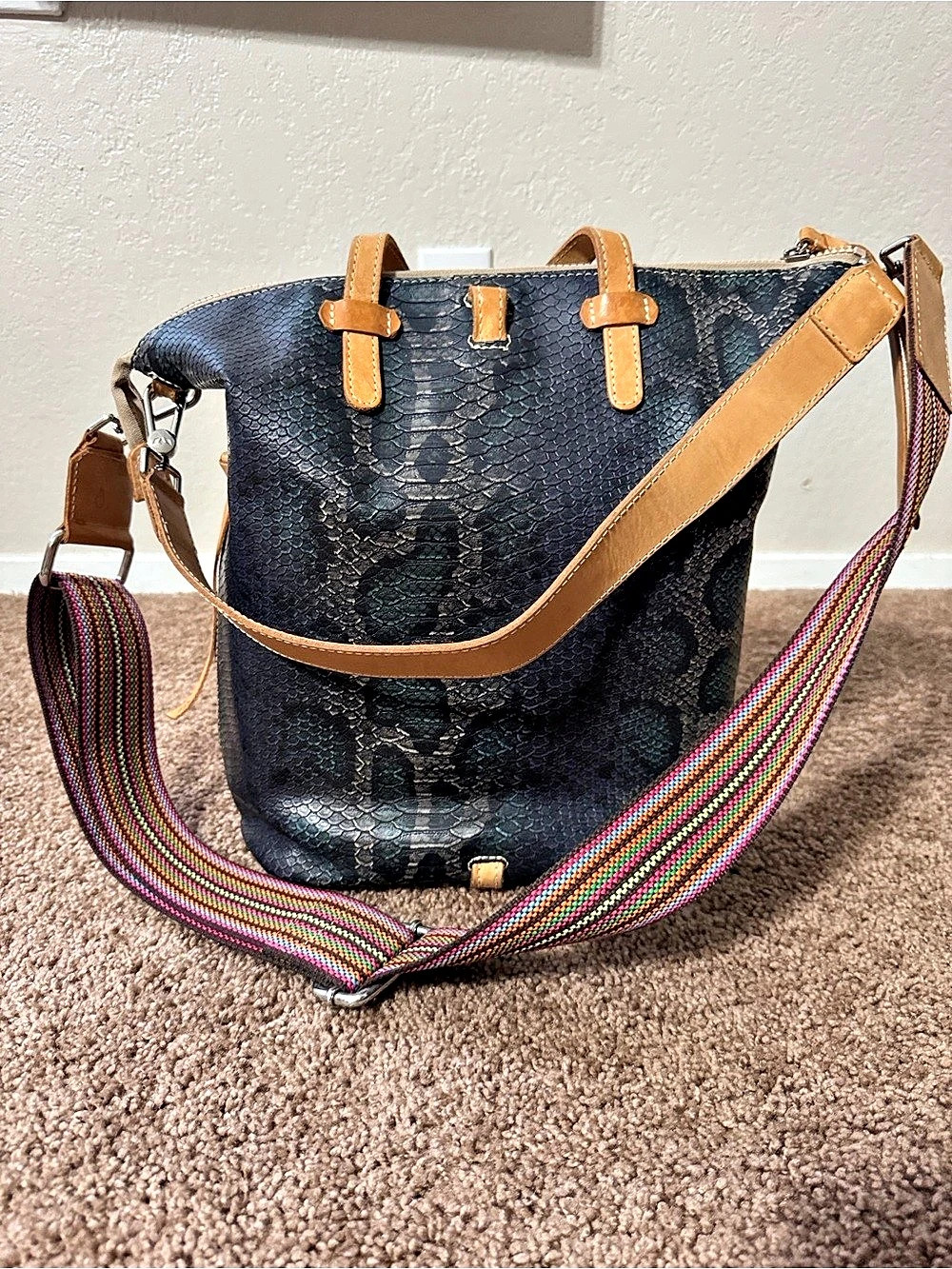 Consuela Rattler Classic Tote Blue & Brown